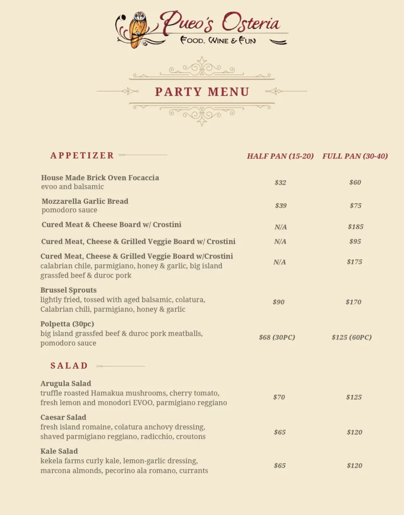 Party Menu